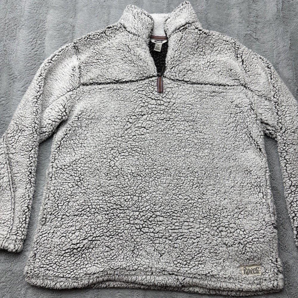 Royce Med Gray Sherpa Fleece 1/4 Zip Pullover Sweater
